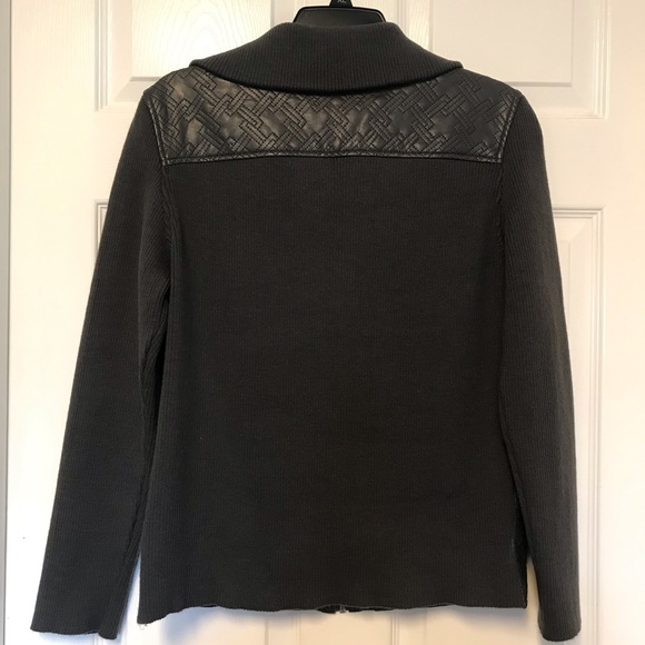 Gray Textured Sweater Moto-Style Jacket - Picture 7 of 10